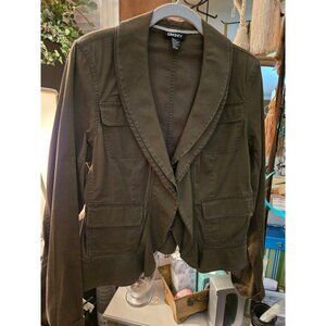 x01,  Ladies Medium DNKY Army Green Cotton Jacket With Flattering Fit